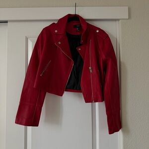 Forever 21 Vibrant Red Leather Jacket